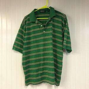 Masters Green Striped Men's Polo Short Sleeve Polo Shirt XL